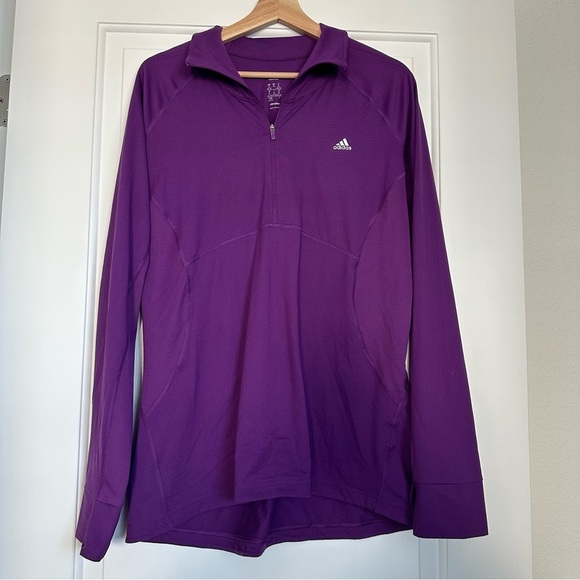 Adidas Purple Long Sleeve Half Zip Pullover - Picture 1 of 6